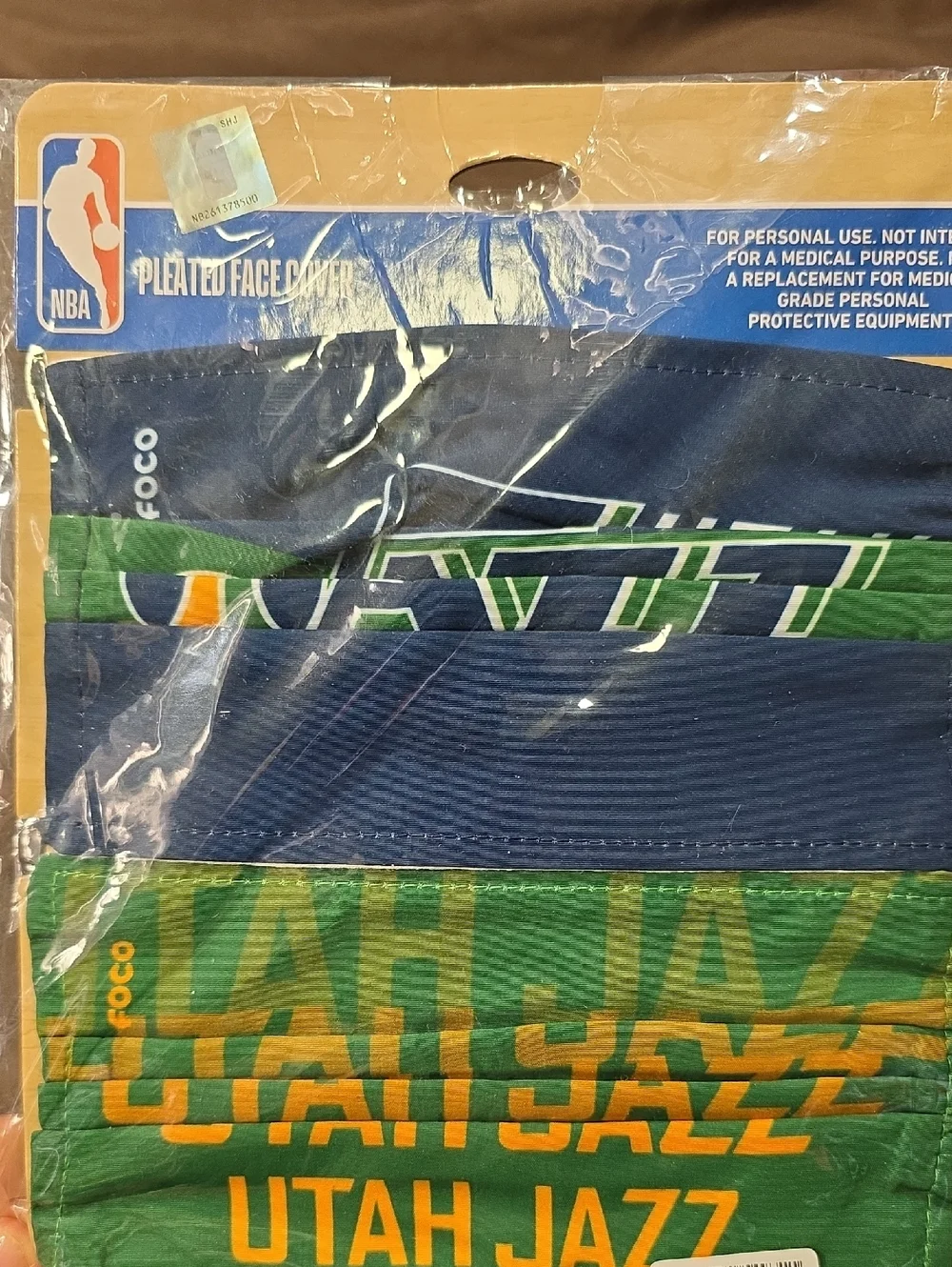 NBA Utah Jazz Pleated Face Covers - Navy & Green